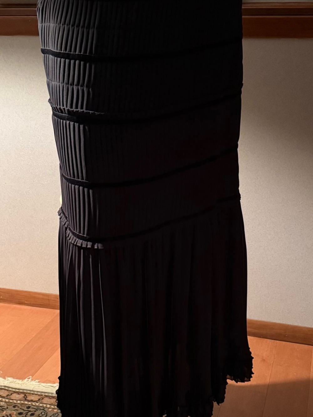 Dana Buchman Black Tiered Pleated Maxi Skirt